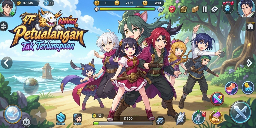 Tampilan gameplay dinamis dari 47F dengan karakter Anime menarik.