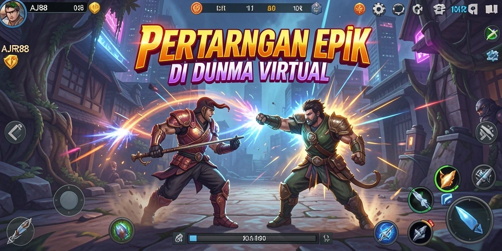 Tangkapan layar gameplay <strong>AJR88</strong> menunjukkan pertarungan intens antar karakter.