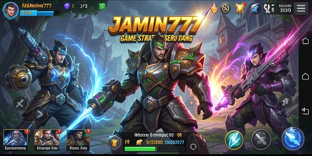 Tangkapan layar gameplay yang menunjukkan aksi strategis menegangkan dalam JAMIN777.