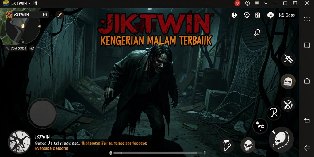Tampilan gameplay JKTWIN yang seram dan menegangkan saat menghadapi makhluk malam.