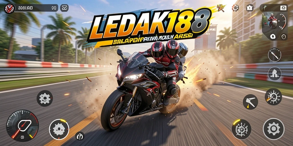 Tampilan menarik dari gameplay balap motor LEDAK188.