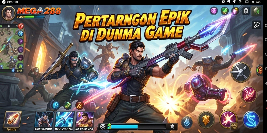 Screenshot gameplay MEGA288 dengan pertarungan seru dan karakter menarik.