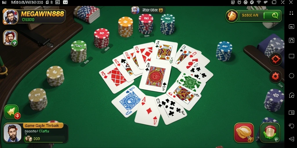 Screenshot gameplay seru MEGAWIN888 yang menunjukkan permainan Gaple.