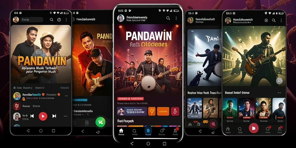 Tampilan gameplay aplikasi musik PANDAWIN dengan berbagai fitur menarik.