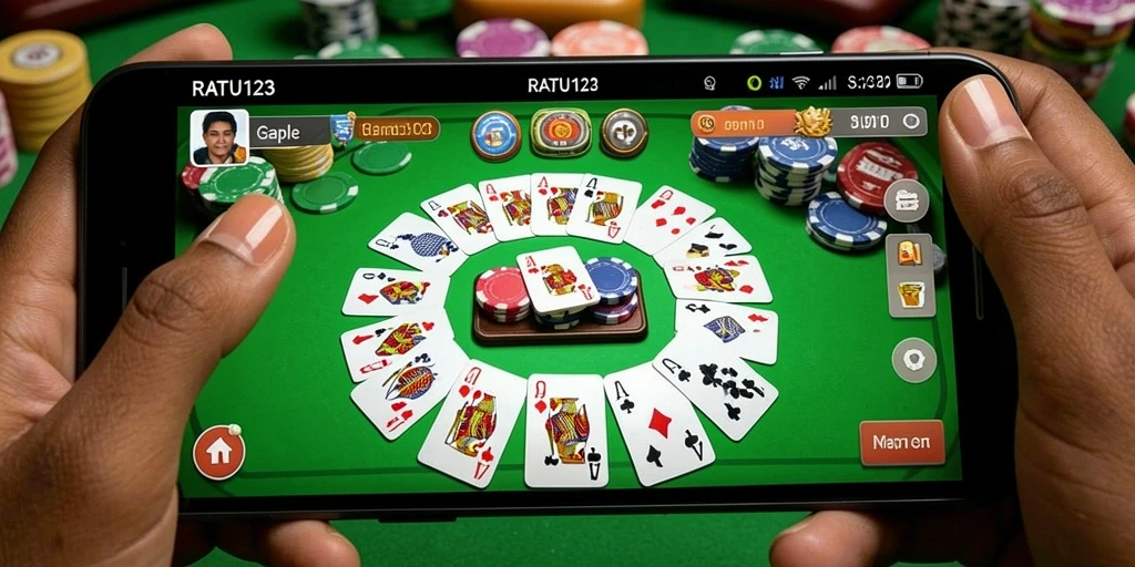 Tampilan gameplay seru di RATU123 dengan fitur Gaple yang menarik.